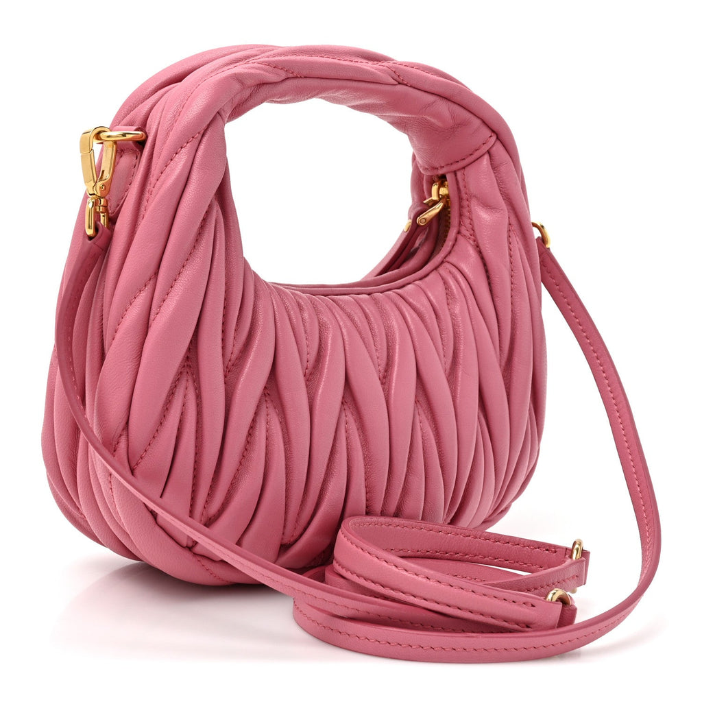 Miu Miu Nappa Matelasse Mini Wander Hobo Pink