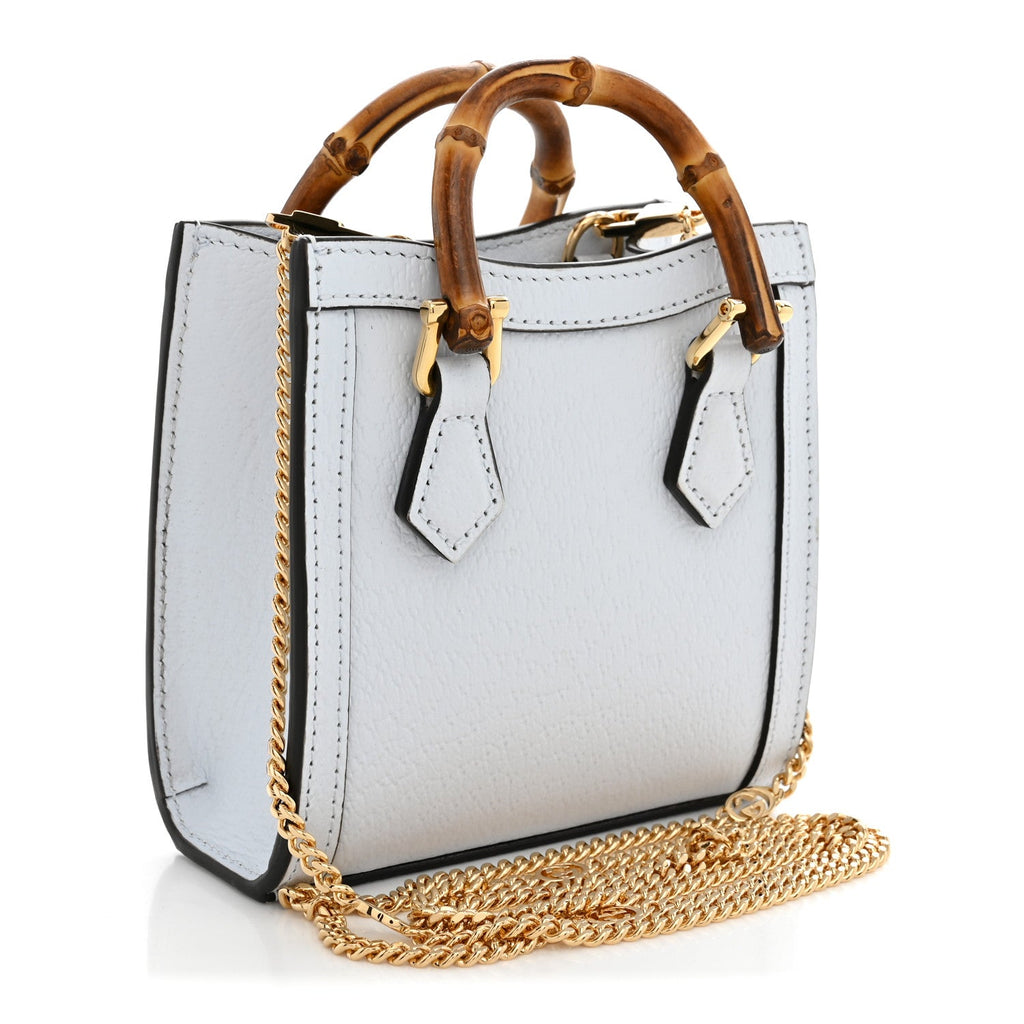 Gucci Textured Dollar Calfskin Super Mini Diana Tote Bag Pale Blue