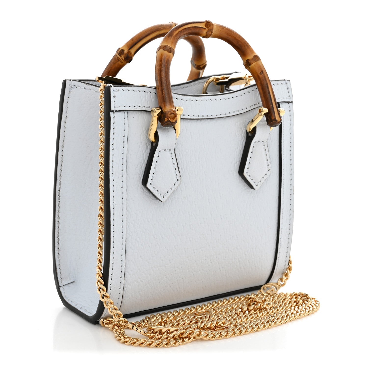 Gucci Textured Dollar Calfskin Super Mini Diana Tote Bag Pale Blue