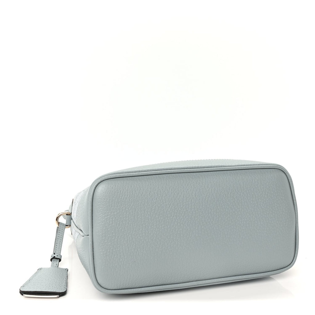 Gucci GG Supreme Monogram Textured Dollar Calfskin Web Small Ophidia Bucket Shoulder Bag Dusty Blue