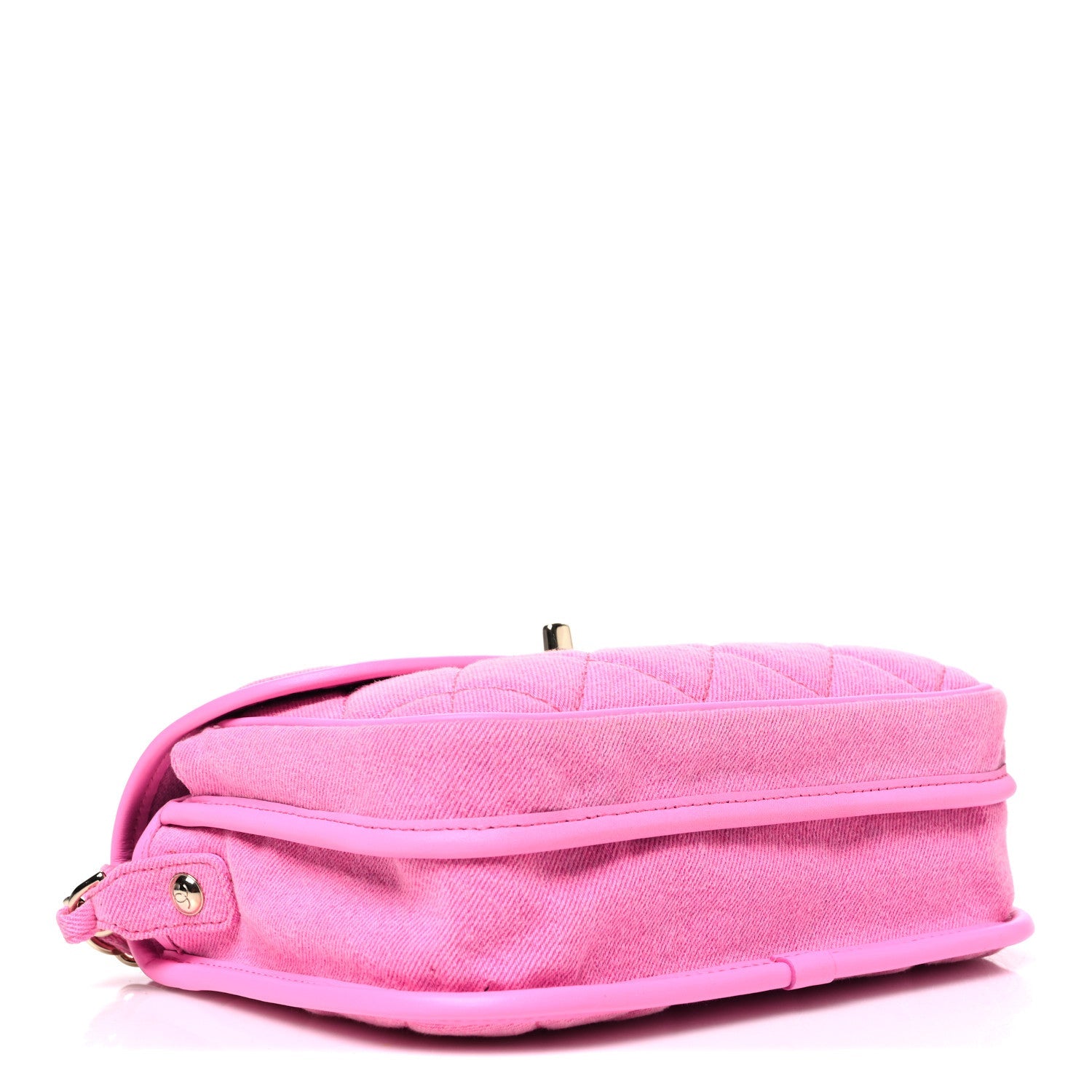 Chanel Denim Quilted Small Messenger Flap Neon Pink