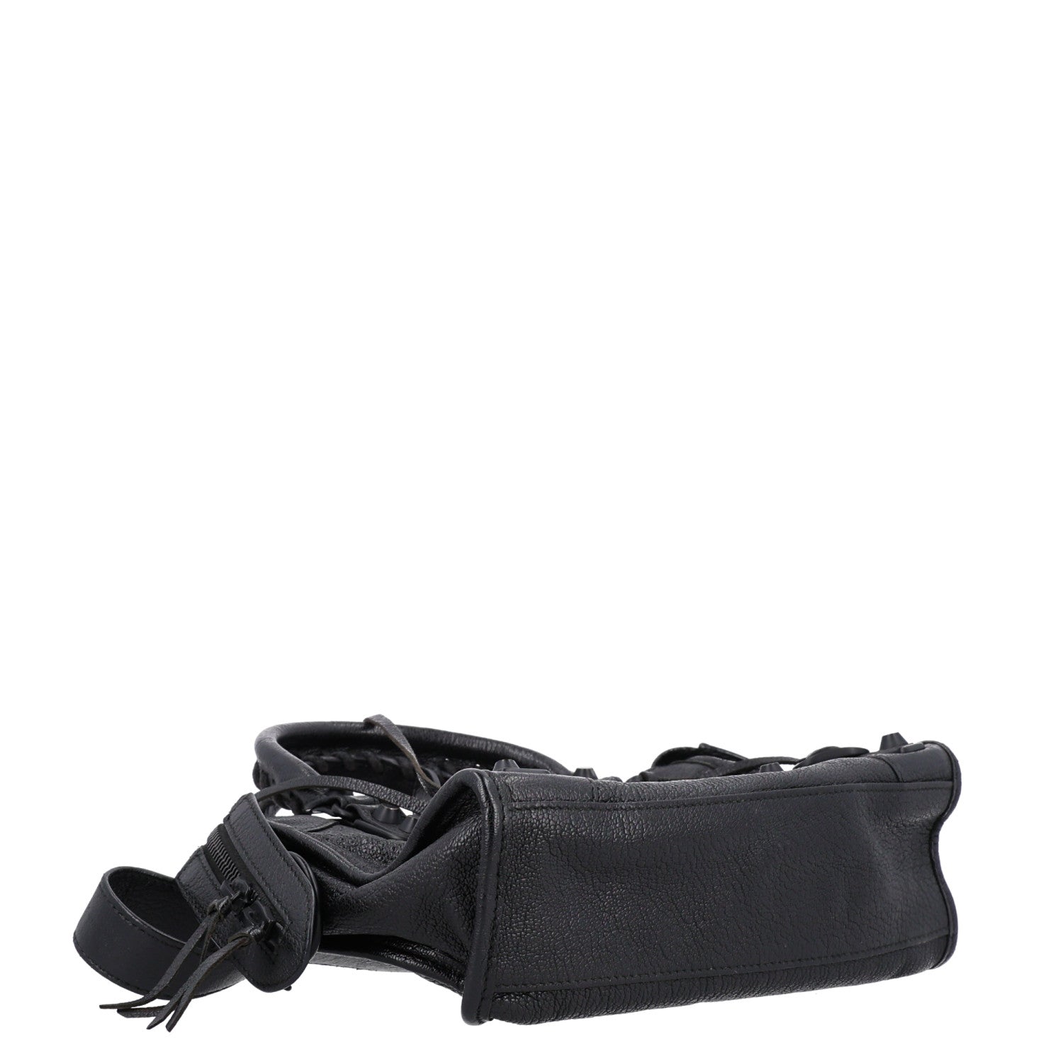 Balenciaga Shiny Goatskin Matte Black Metallic Edge Hardware Mini City Black