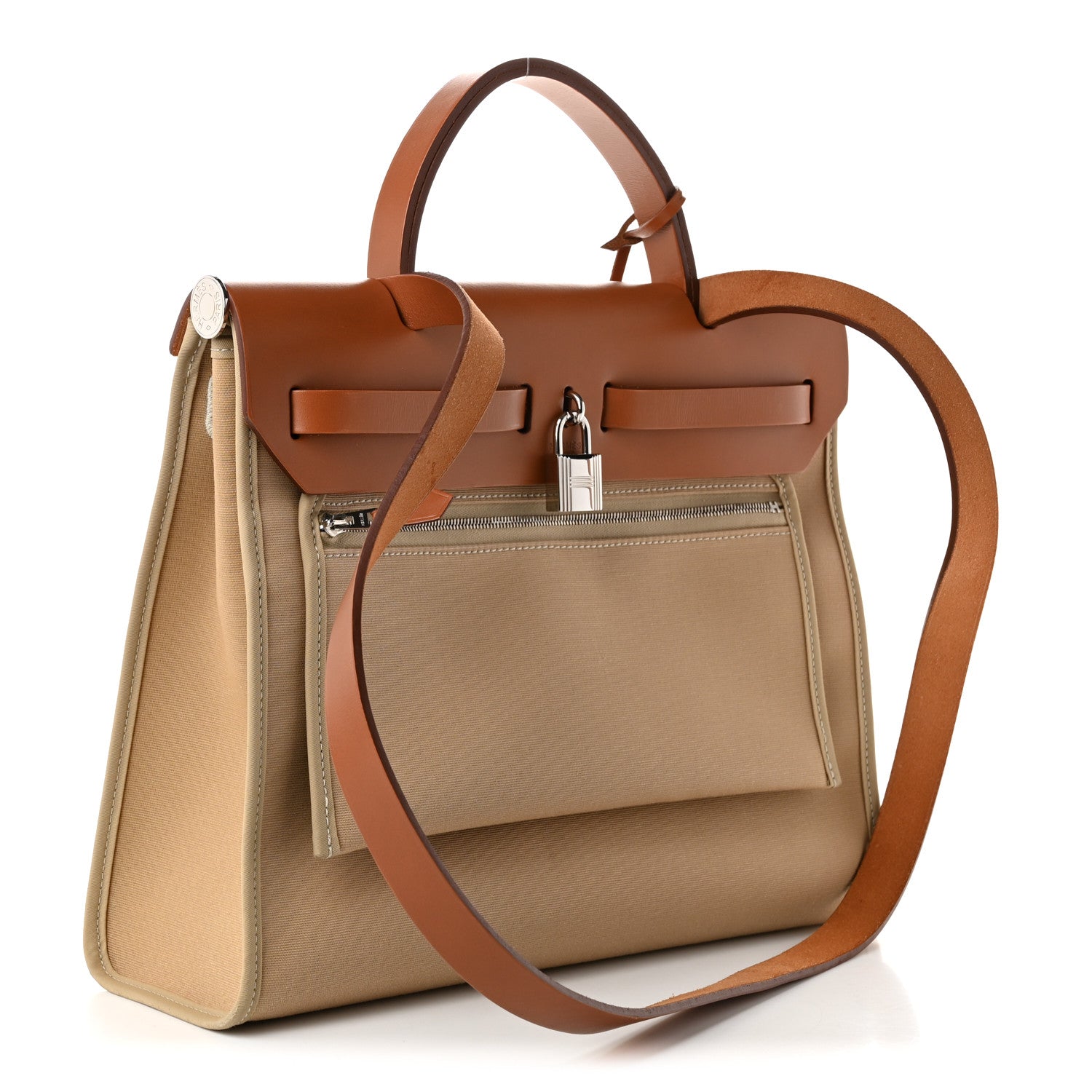 Hermès Vache Hunter Toile Officier Herbag Zip PM 31 Trench Fauve