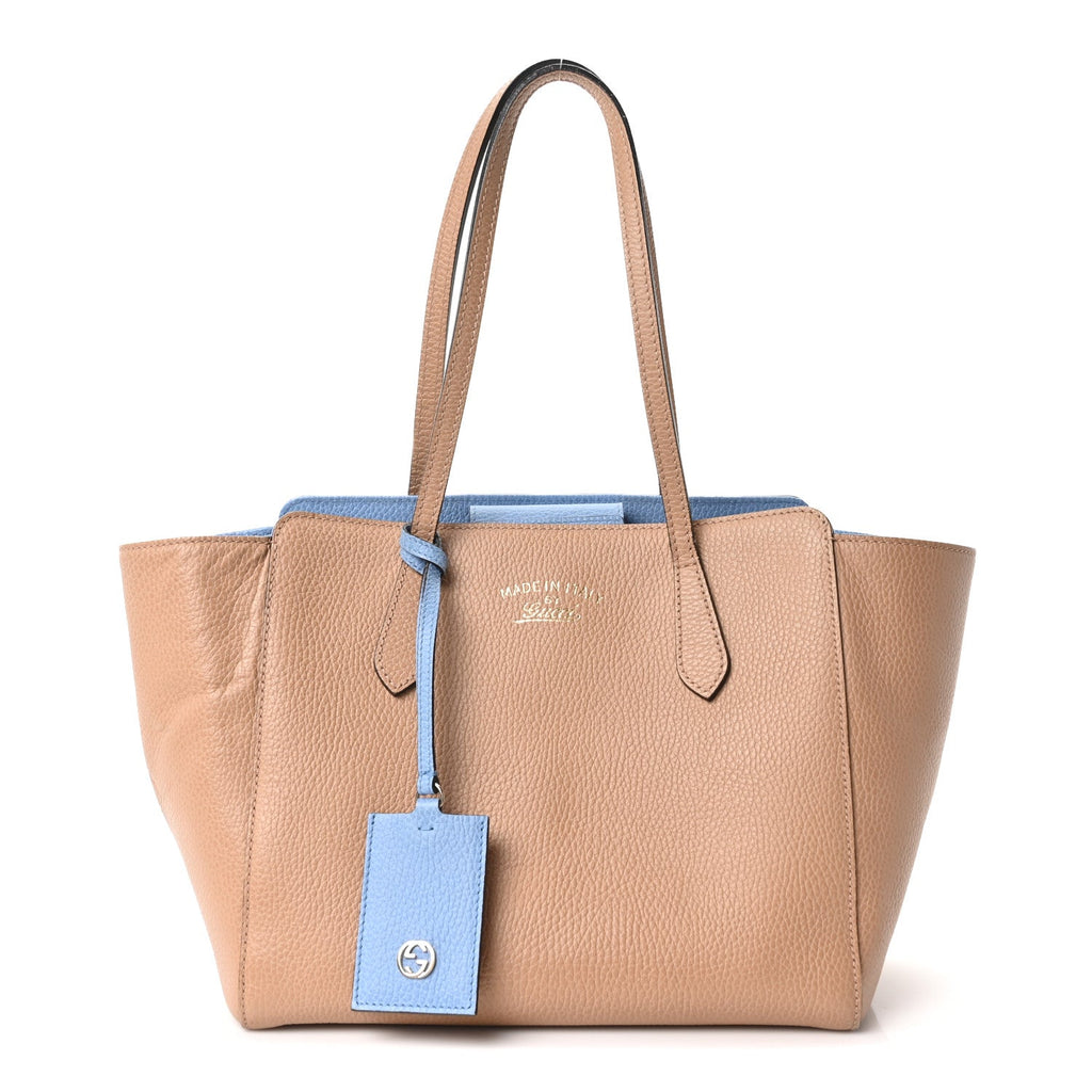 Gucci Dollar Calfskin Small Swing Tote Camelia Mineral Blue