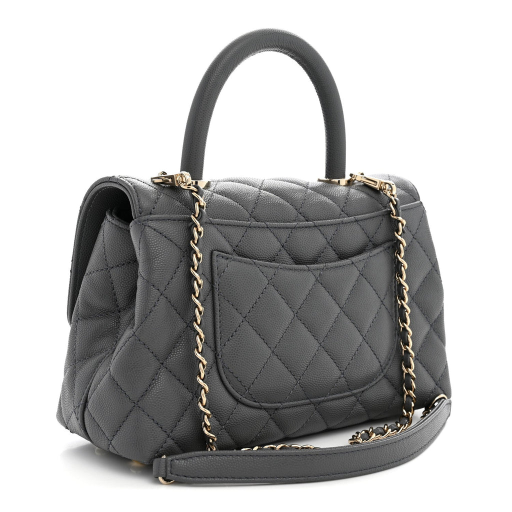 Chanel Caviar Quilted Mini Coco Handle Flap Grey