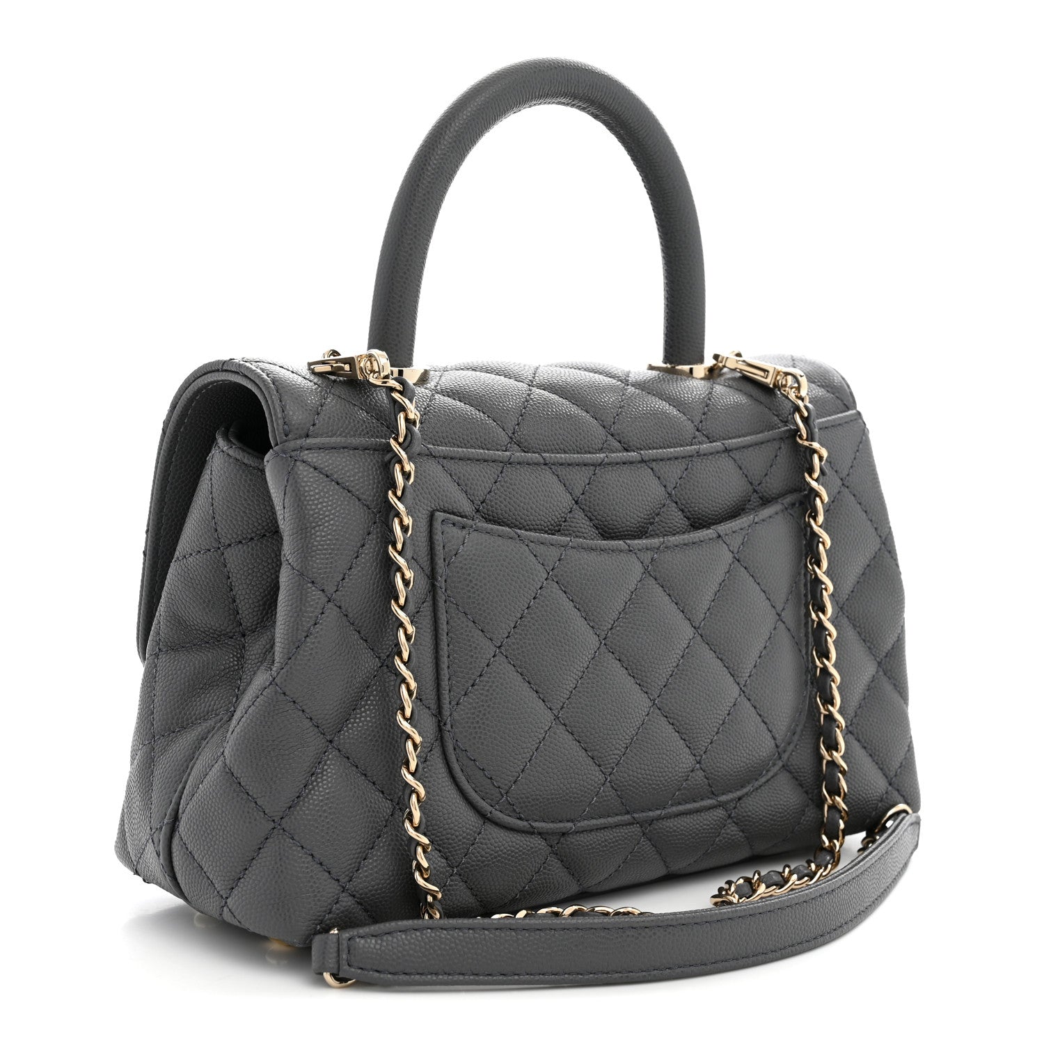 Chanel Caviar Quilted Mini Coco Handle Flap Grey