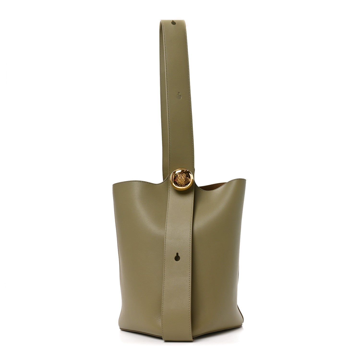 Loewe Smooth Calfskin Medium Pebble Bucket Bag Eucalyptus