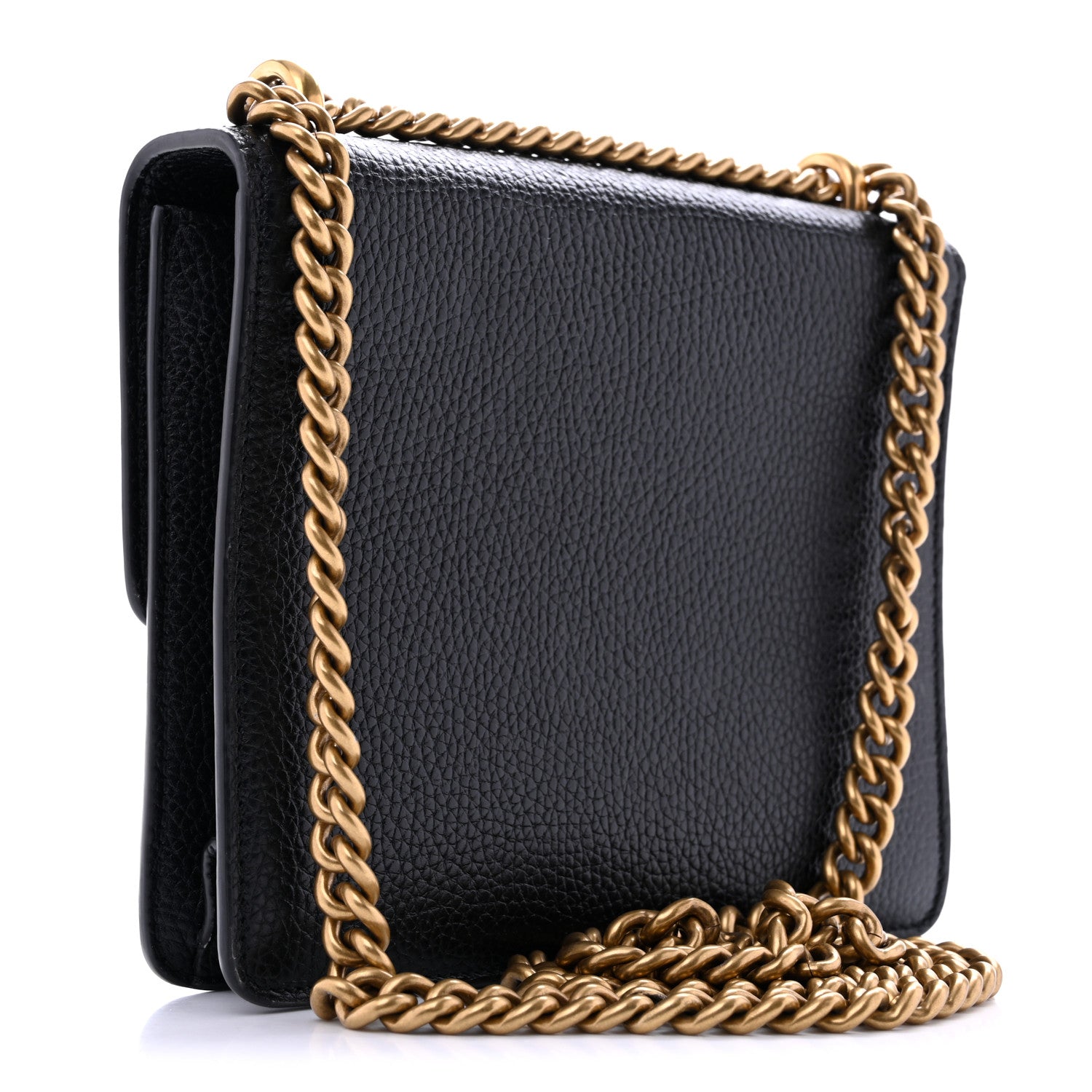 Gucci Calfskin Small GG Marmont Chain Handle Bag Black