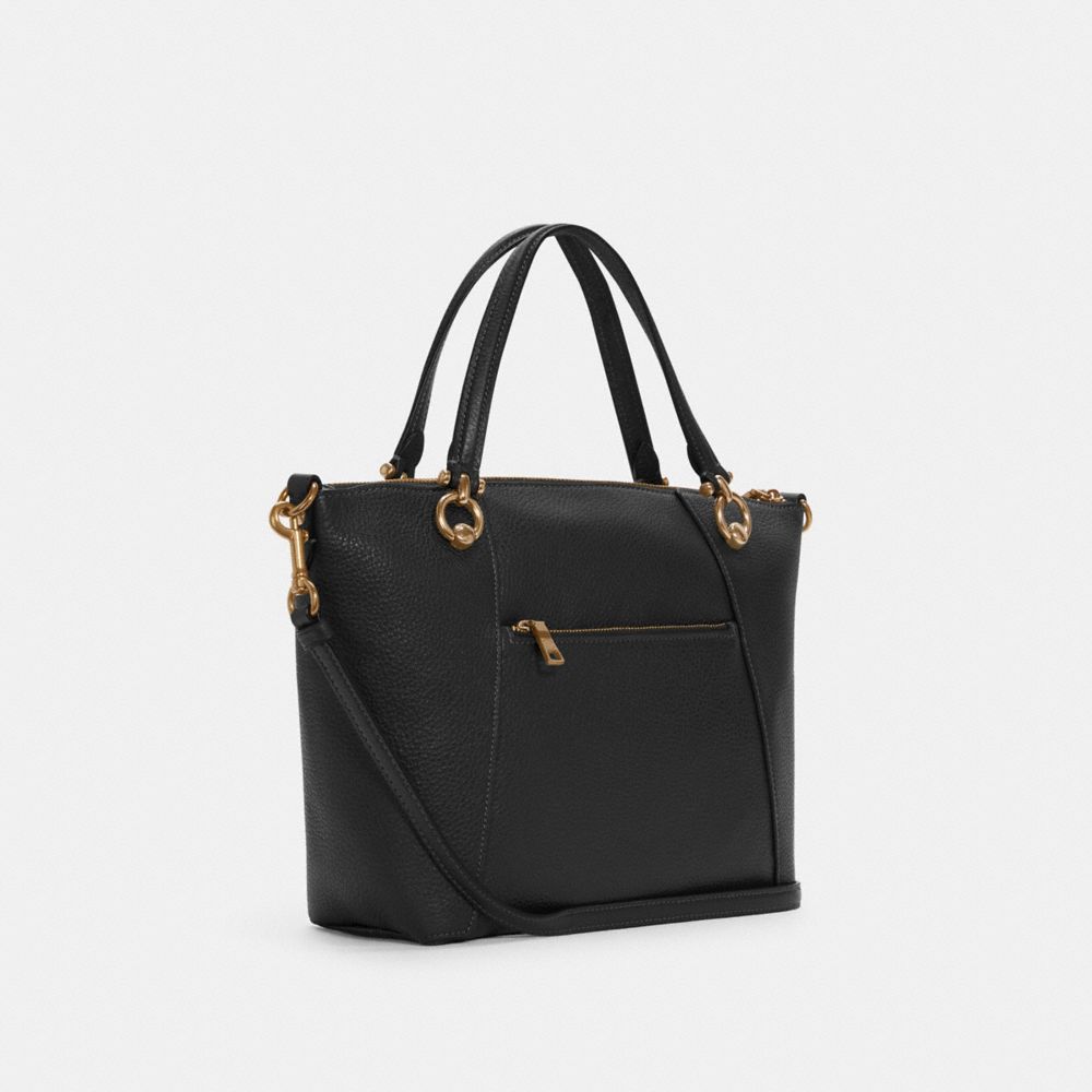 Coach Kacey Satchel black three-quarter view