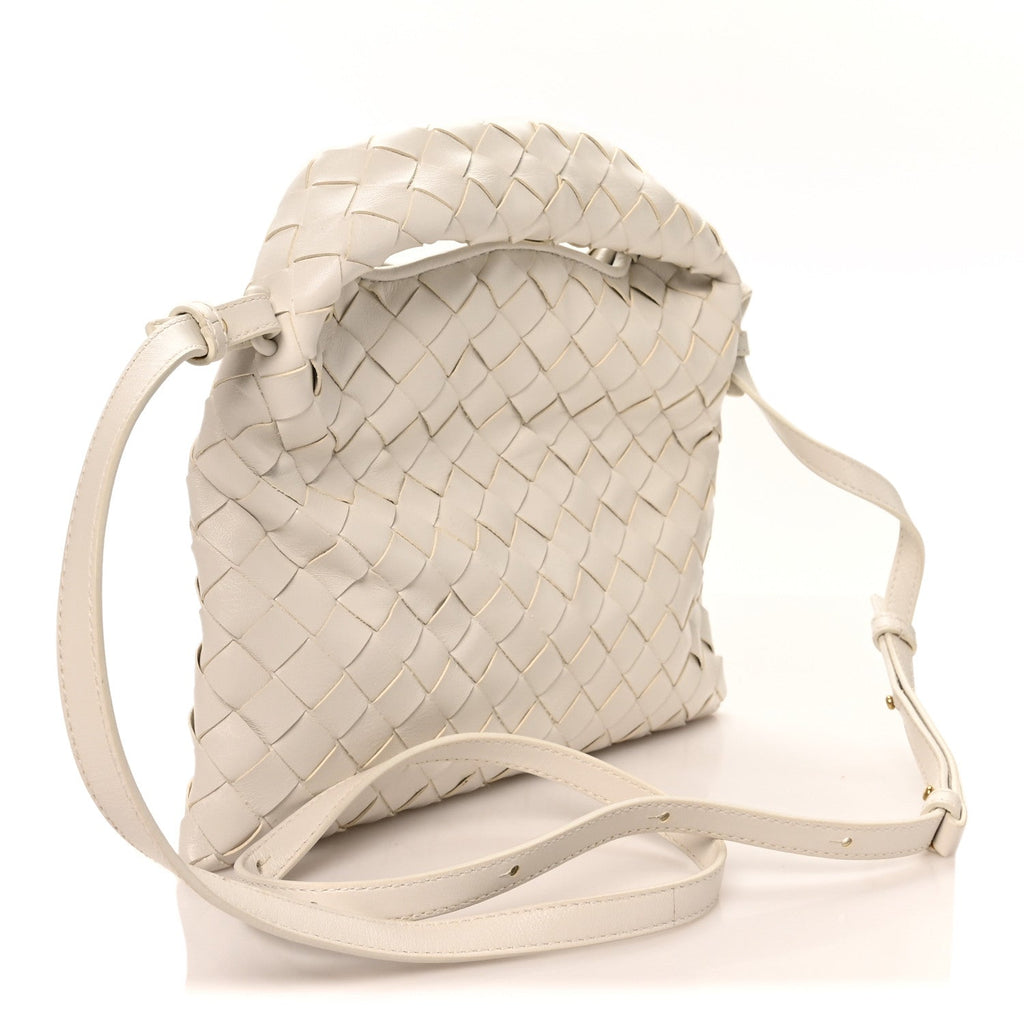 Bottega Veneta Calfskin Intrecciato Mini Hop White