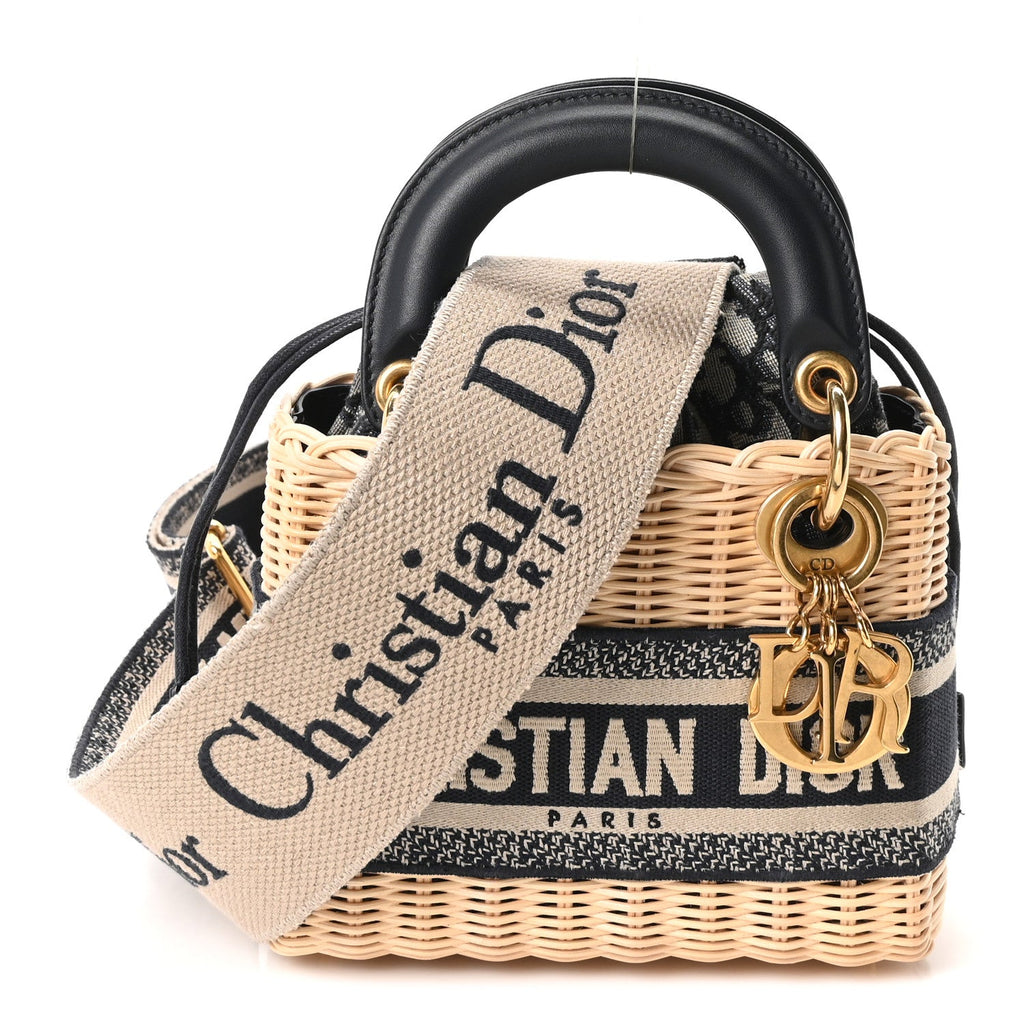 Dior Wicker Oblique Mini Lady Dior Bag Blue