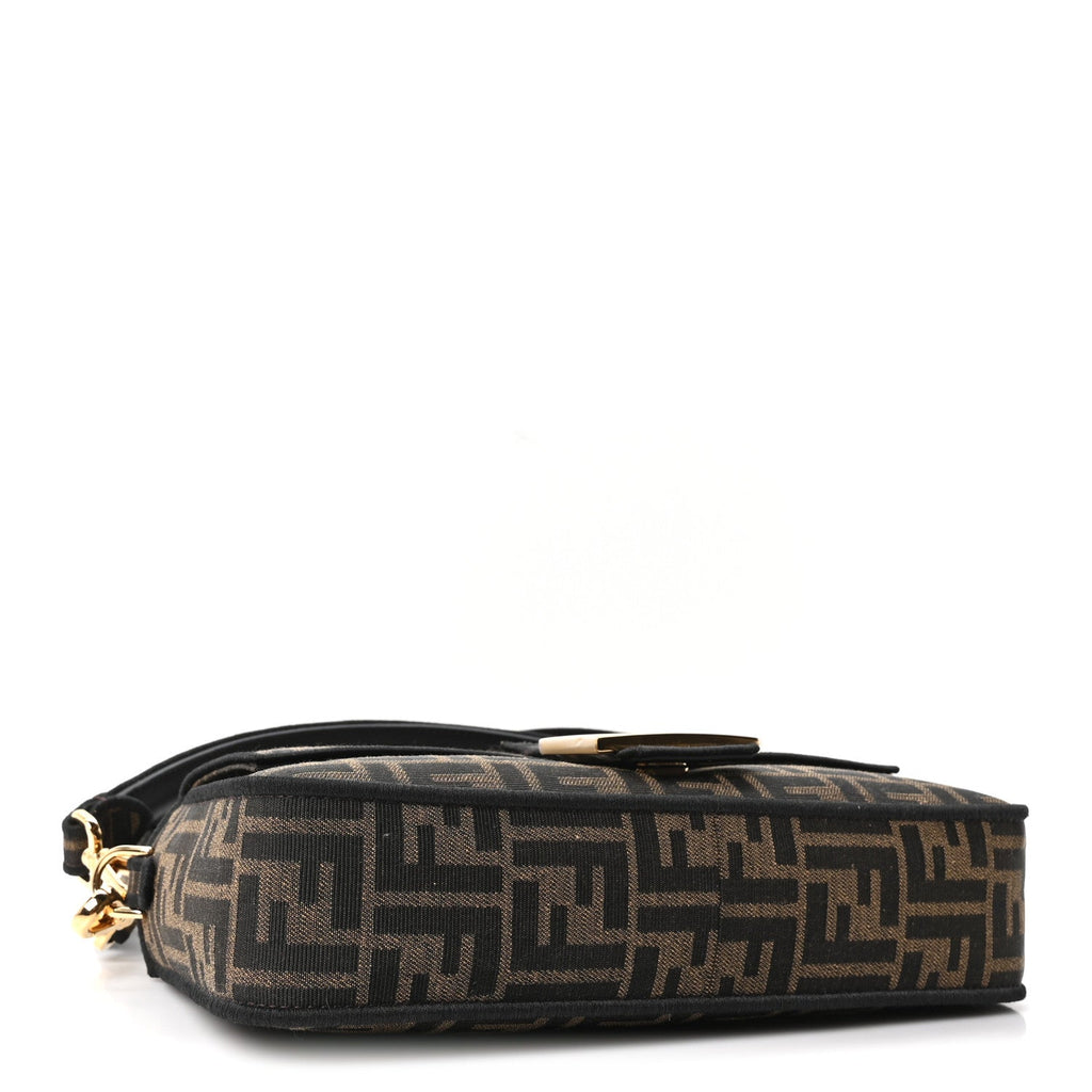 Fendi Fabric Jacquard FF 1974 Medium Baguette Tobacco Moro Black
