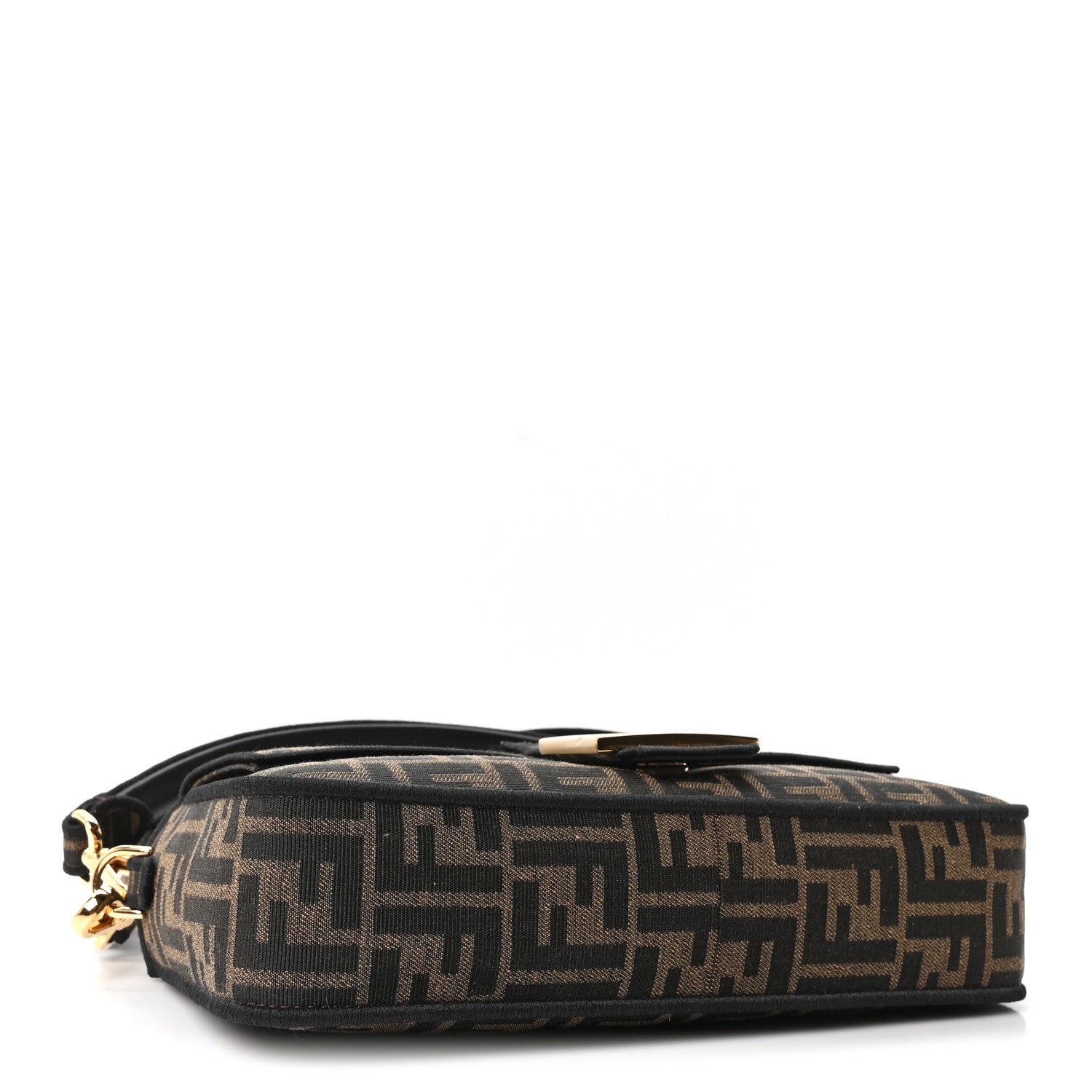 Fendi Fabric Jacquard FF 1974 Medium Baguette Tobacco Moro Black