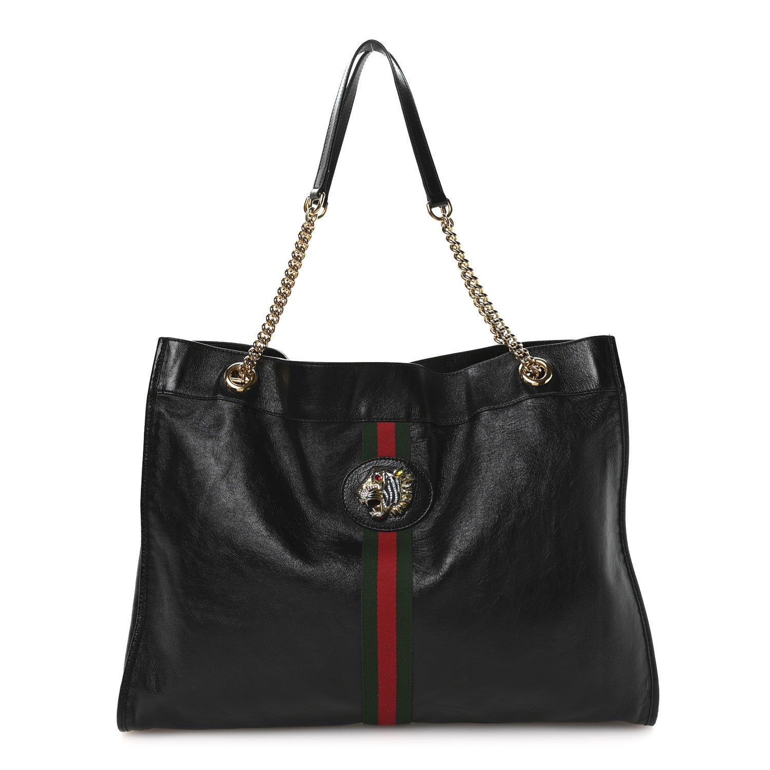 Gucci Calfskin Large Rajah Chain Tote Black