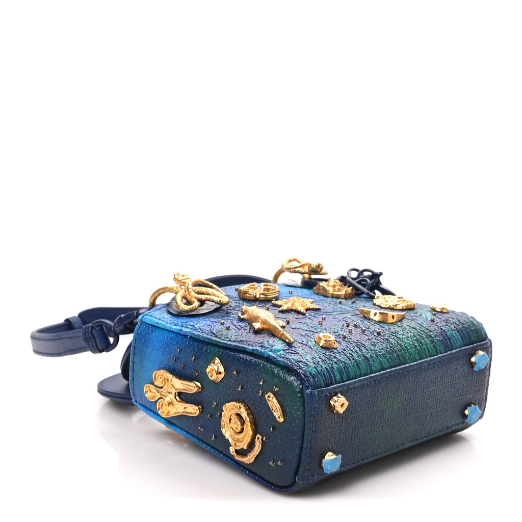 Dior X LINA IRIS VIKTOR Calfskin Embellished Micro Lady Dior Art Blue Multicolor