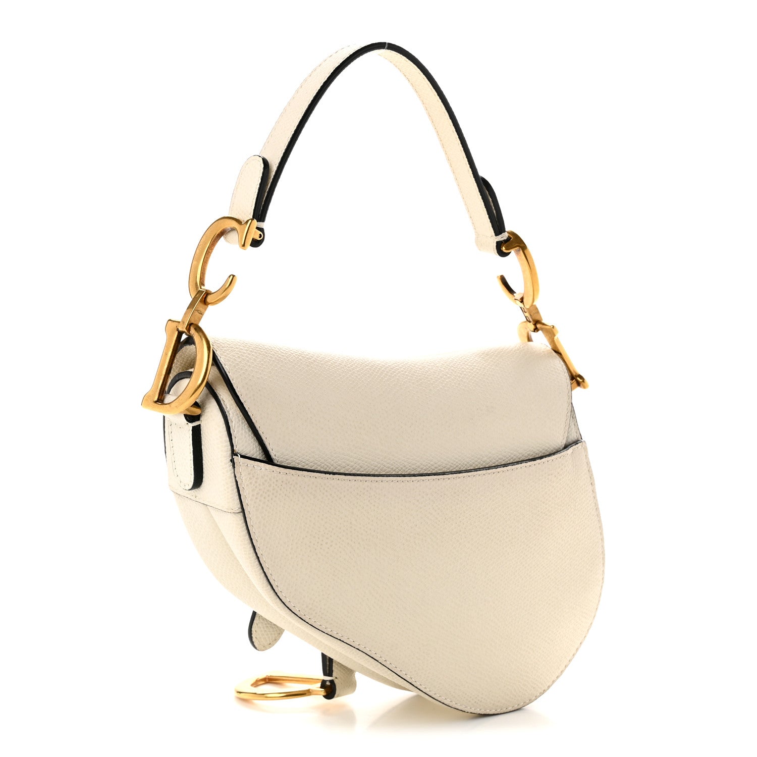 Dior Grained Calfskin Mini Saddle Bag White
