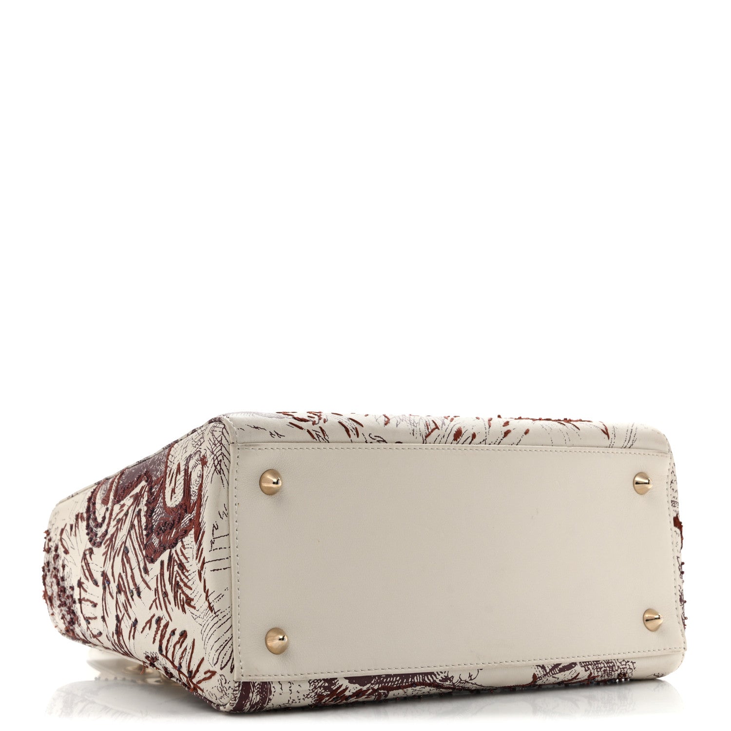 Dior Calfskin Embroidered Medium Toile De Jouy Lady Dior White Red