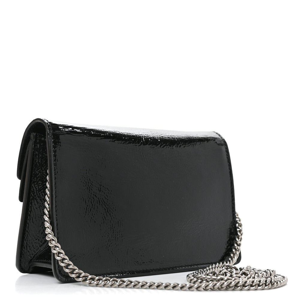 Gucci Crinkled Patent Mini Dionysus Shoulder Bag Black