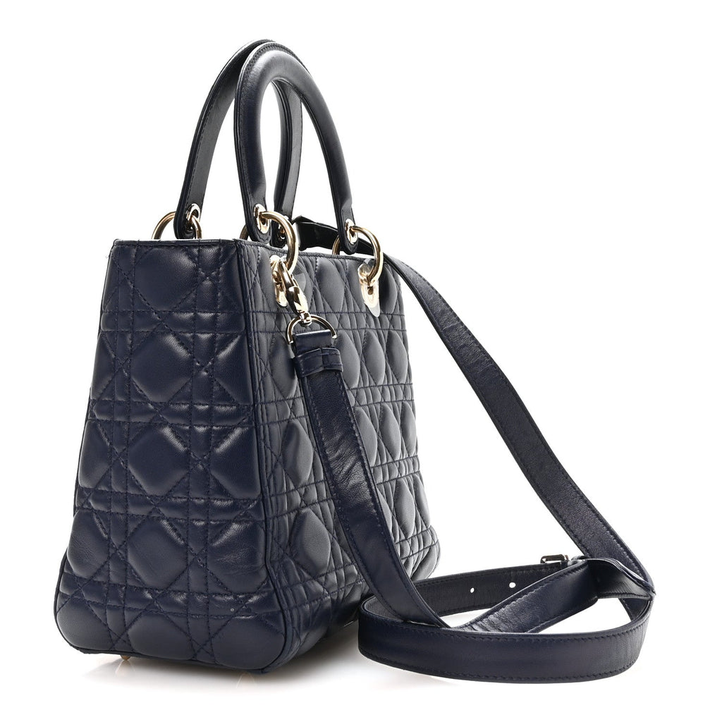 Dior Lambskin Cannage Medium Lady Dior Navy Blue