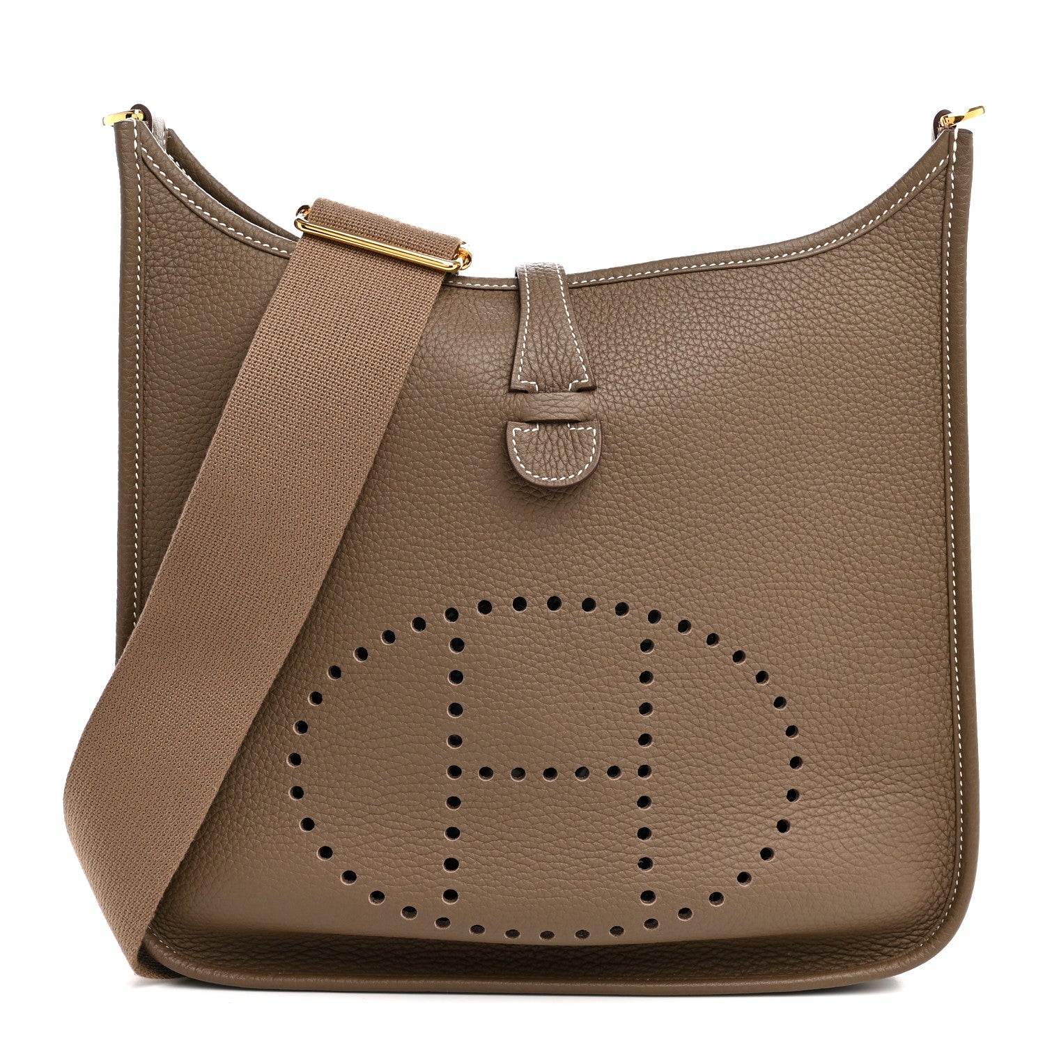 Hermès Taurillon Clemence EVELYNE III PM Etoupe