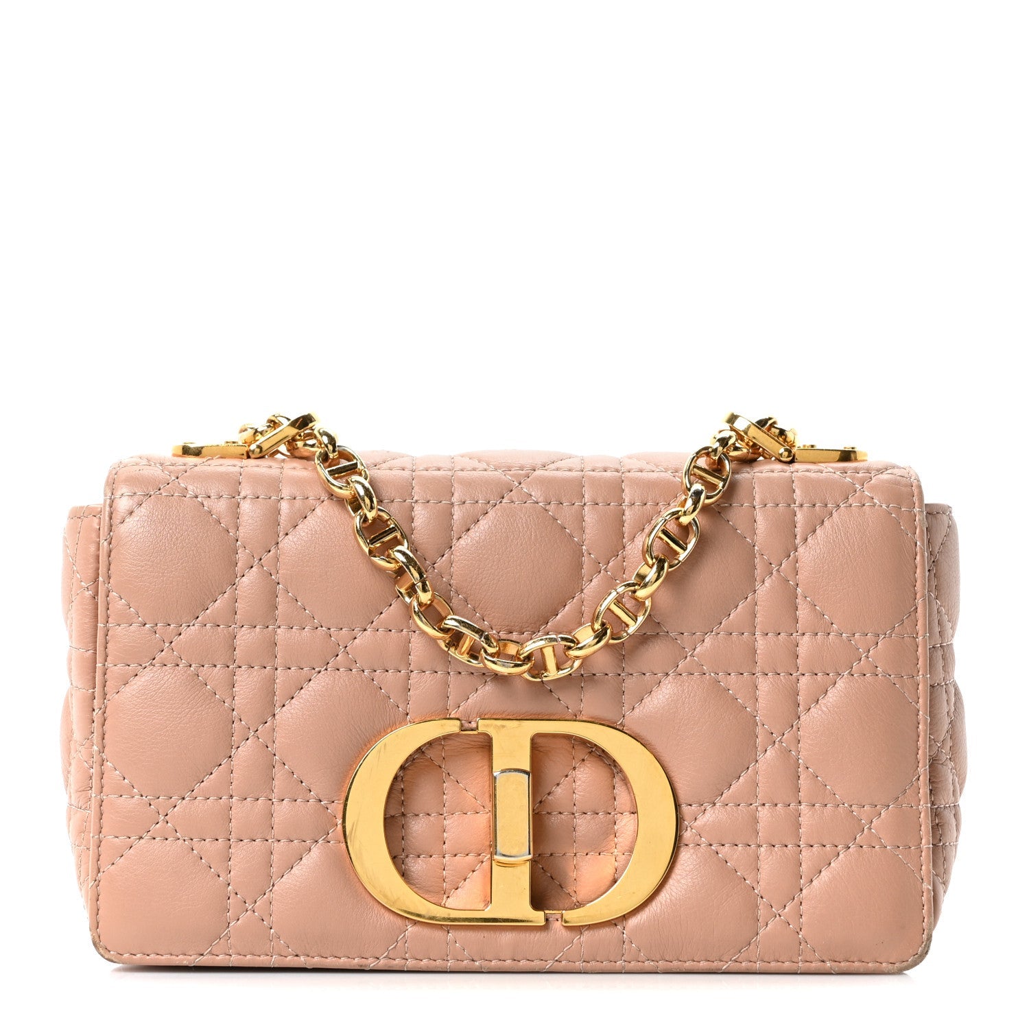Dior Calfskin Cannage Small Caro Bag Rose De Vents