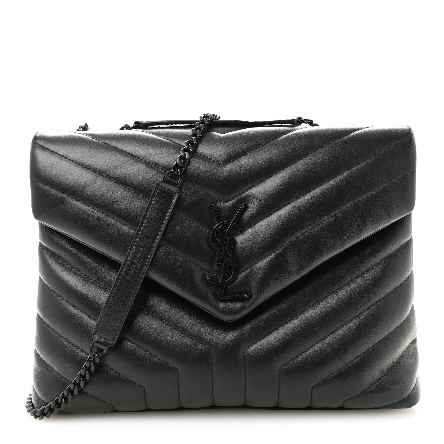 Saint Laurent Medium Loulou Chain Satchel Black front view