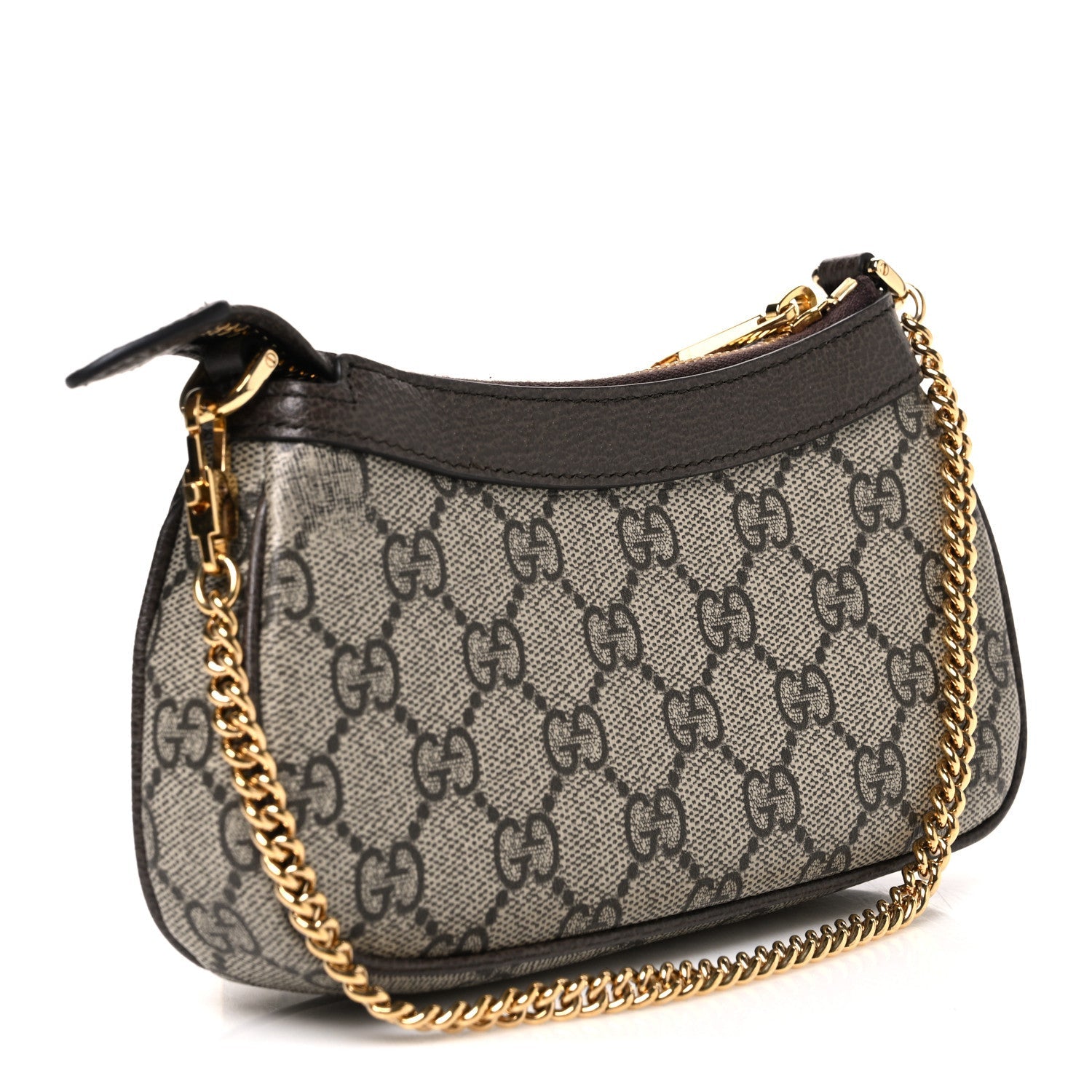 Gucci GG Supreme Monogram Textured Dollar Calfskin Mini Ophidia Chain Bag Beige Ebony