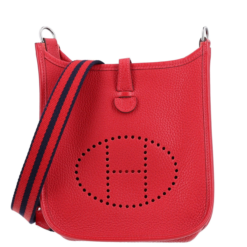 Hermès Taurillon Clemence Amazone Evelyne TPM Rouge Casaque Bleu Saphir