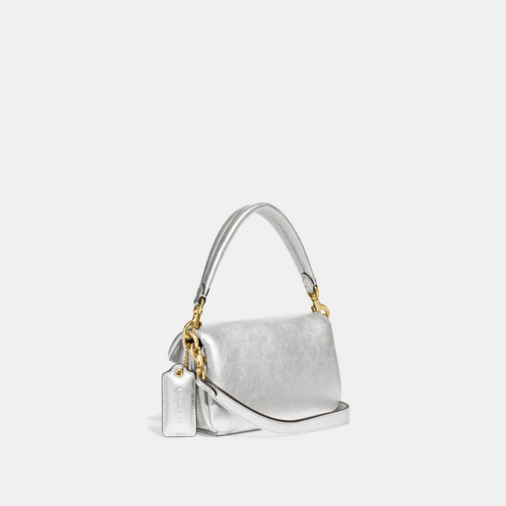 Coach Pillow Tabby 18 metallic silver three-quarter view