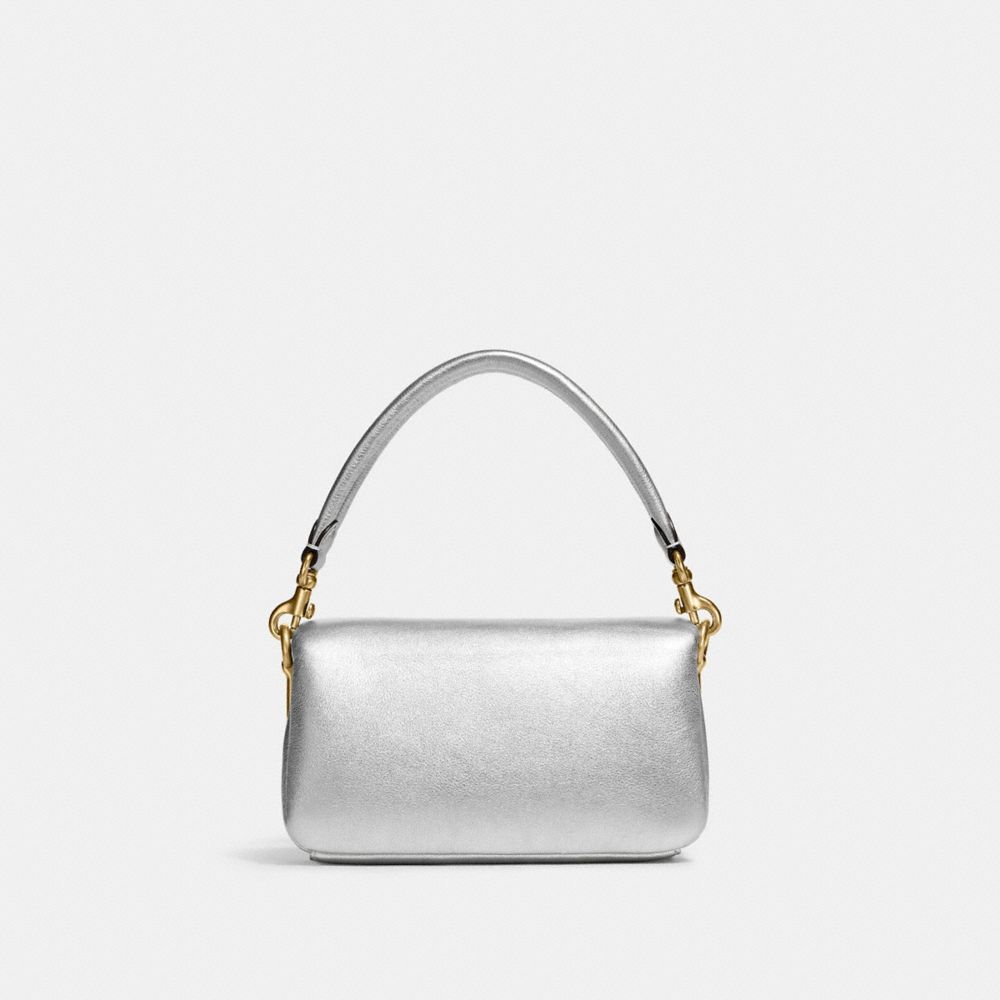 Coach Pillow Tabby 18 metallic silver detail view