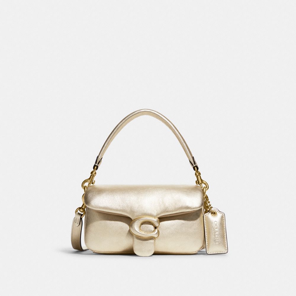 Coach Pillow Tabby 18 metallic champagne front view