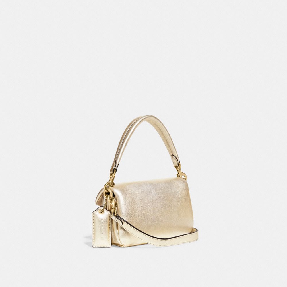 Coach Pillow Tabby 18 metallic champagne three-quarter view