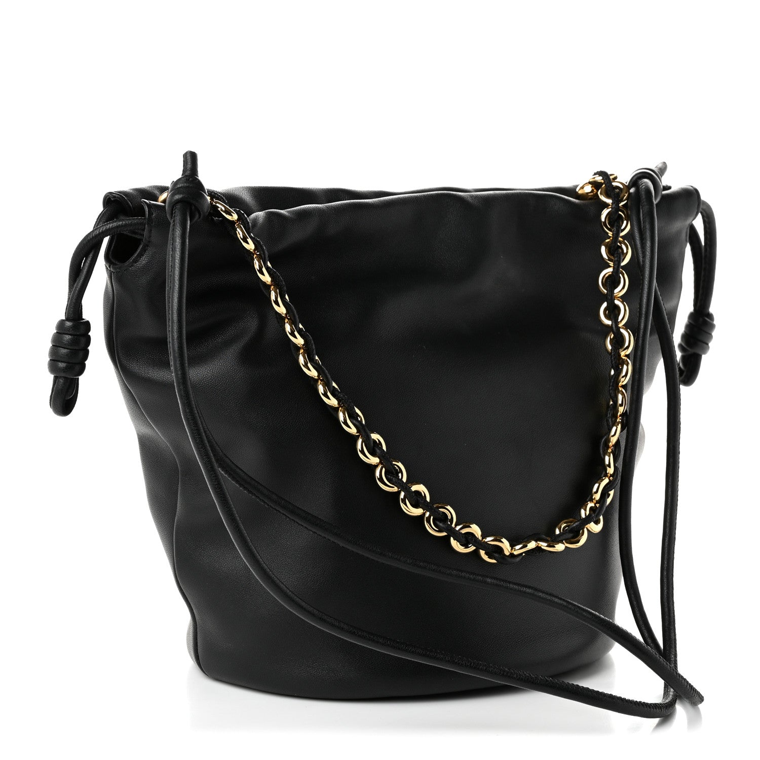 Loewe Mellow Nappa Donut Chain Mini Flamenco Knot Clutch Black