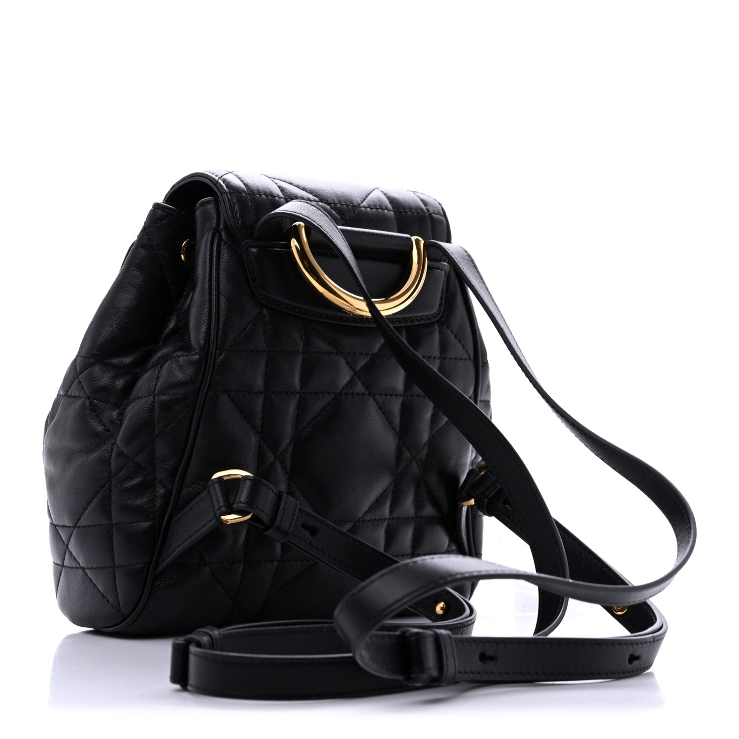 Dior Lambskin Macrocannage Small Caro Backpack Black