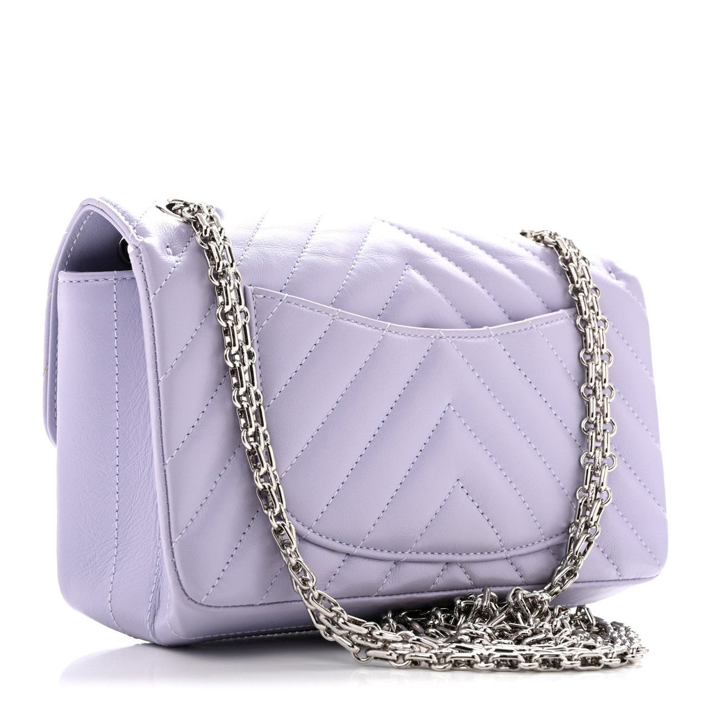 Chanel Aged Calfskin Chevron Quilted 2.55 Reissue Mini Flap Light Purple