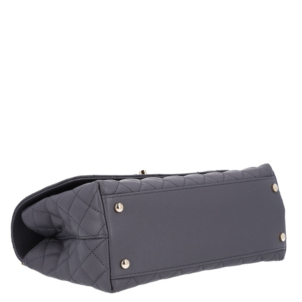 Chanel Caviar Quilted Small Coco Handle Flap Dark Grey