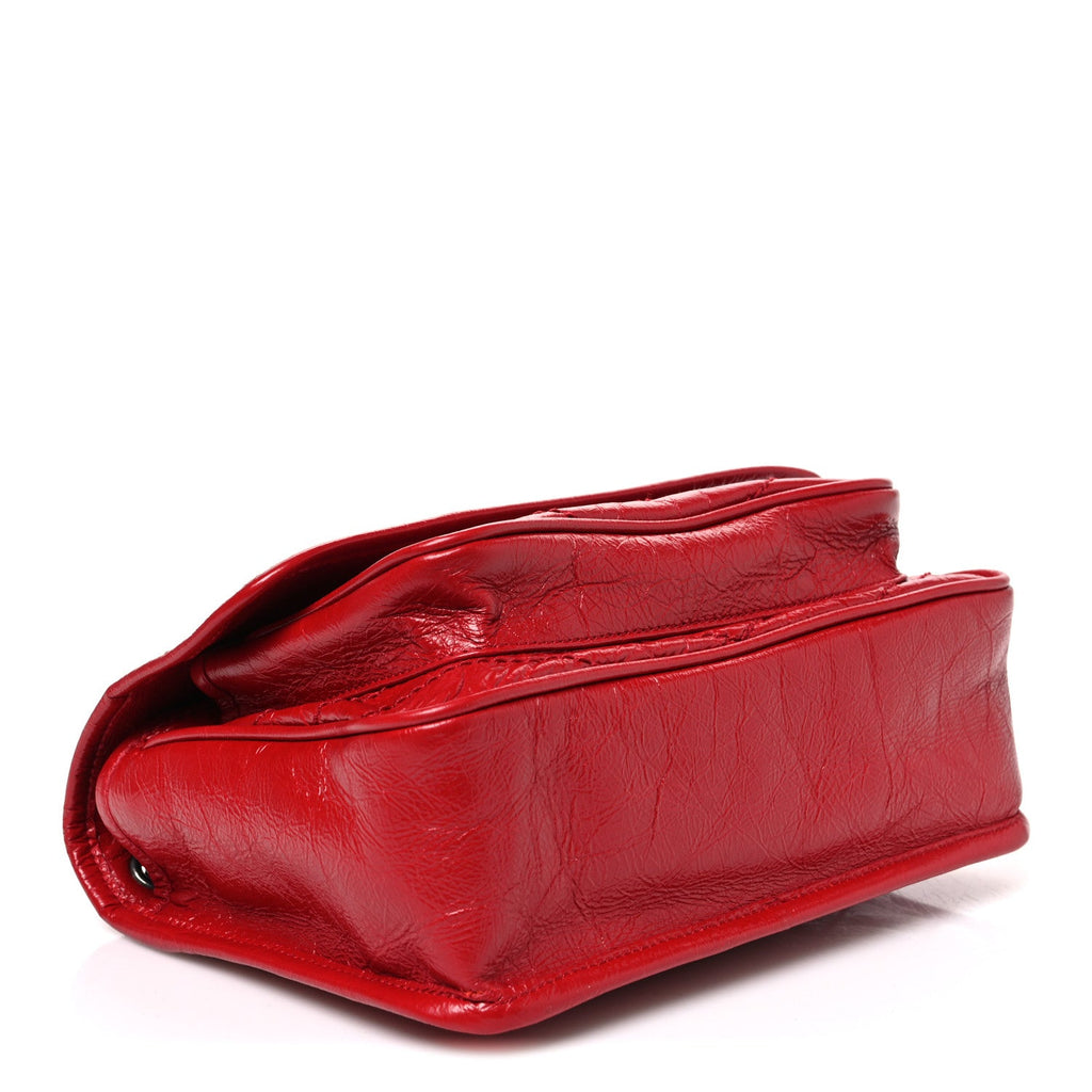 Saint Laurent Crinkled Calfskin Matelasse Monogram Baby Niki Chain Satchel Rouge Eros
