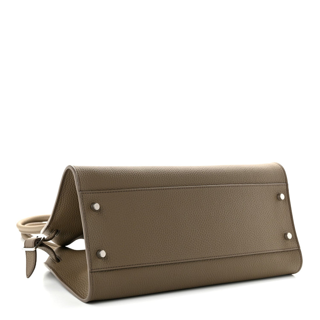 The Row Matte Grained Calfskin Margaux Shoulder 12 Dark Taupe