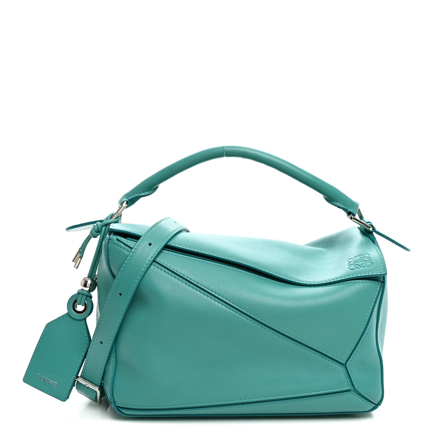 Loewe Nappa Lambskin Small Featherlight Puzzle Bag Aquamarine