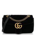 Gucci Velvet Matelasse Mini GG Marmont Shoulder Bag Black