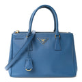 Prada Saffiano Small Galleria Double Zip Tote Cobalto