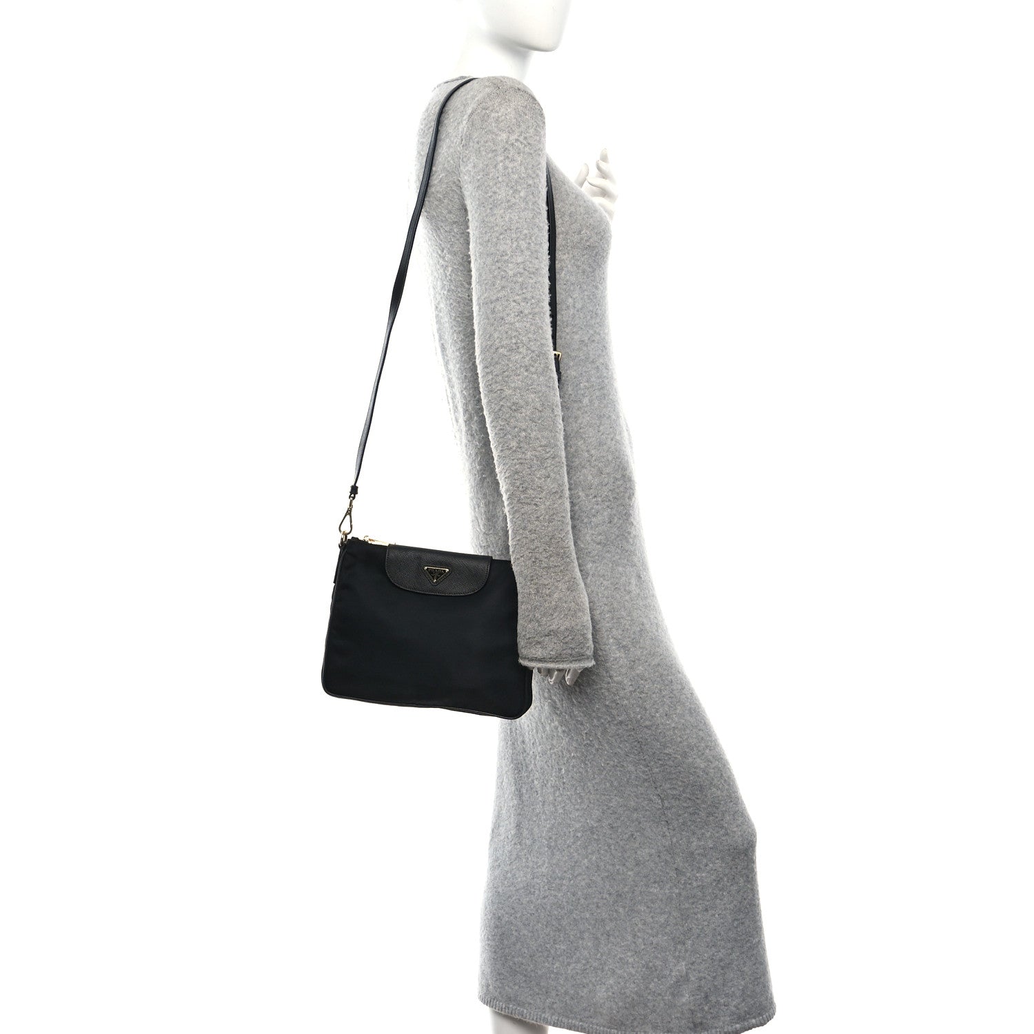Prada Tessuto Nylon Saffiano Crossbody Bag Black