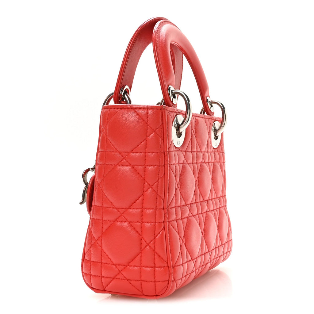 Dior Lambskin Cannage Mini Lady Dior Red
