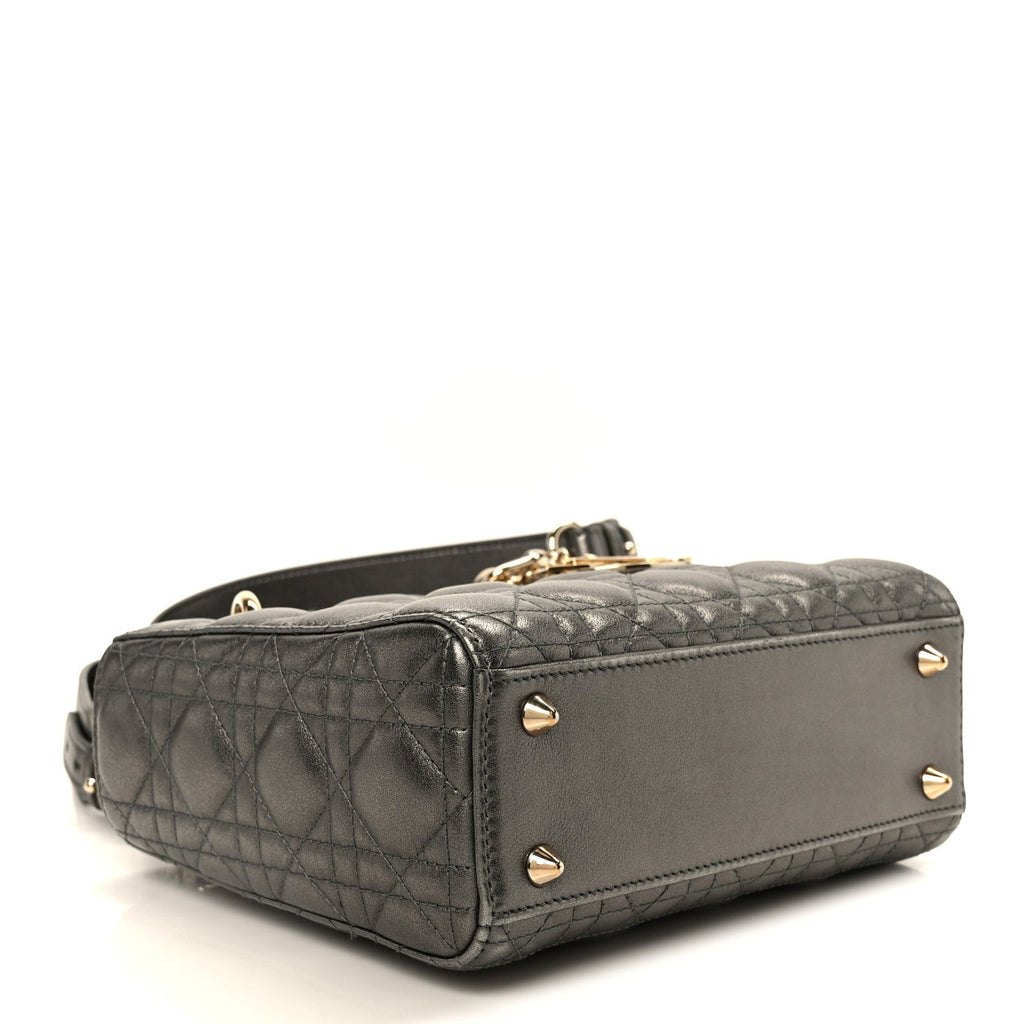 Dior Metallic Lambskin Cannage Small My ABCDior Lady Dior Dark Silver