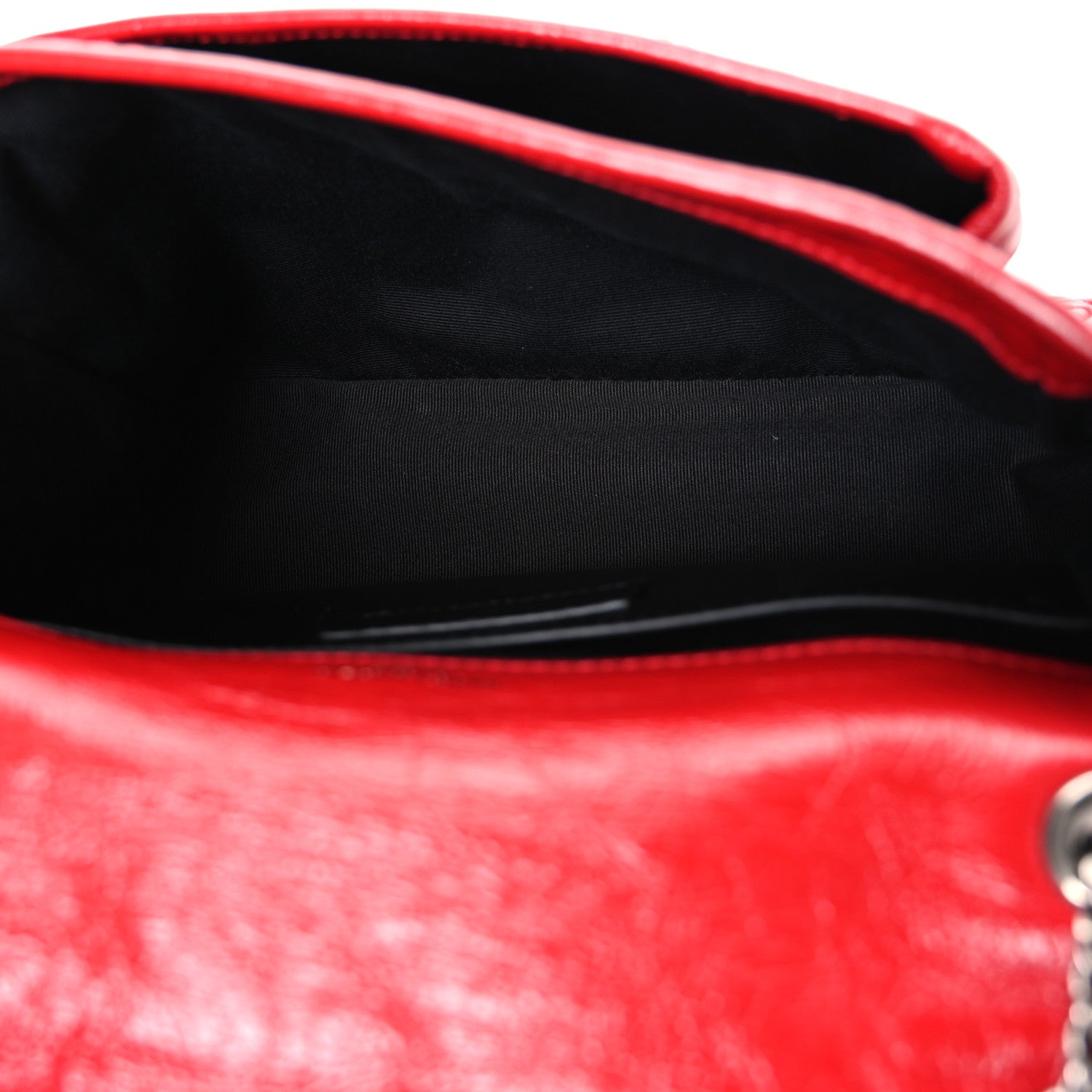 Saint Laurent Crinkled Calfskin Matelasse Monogram Baby Niki Chain Satchel Rouge Eros