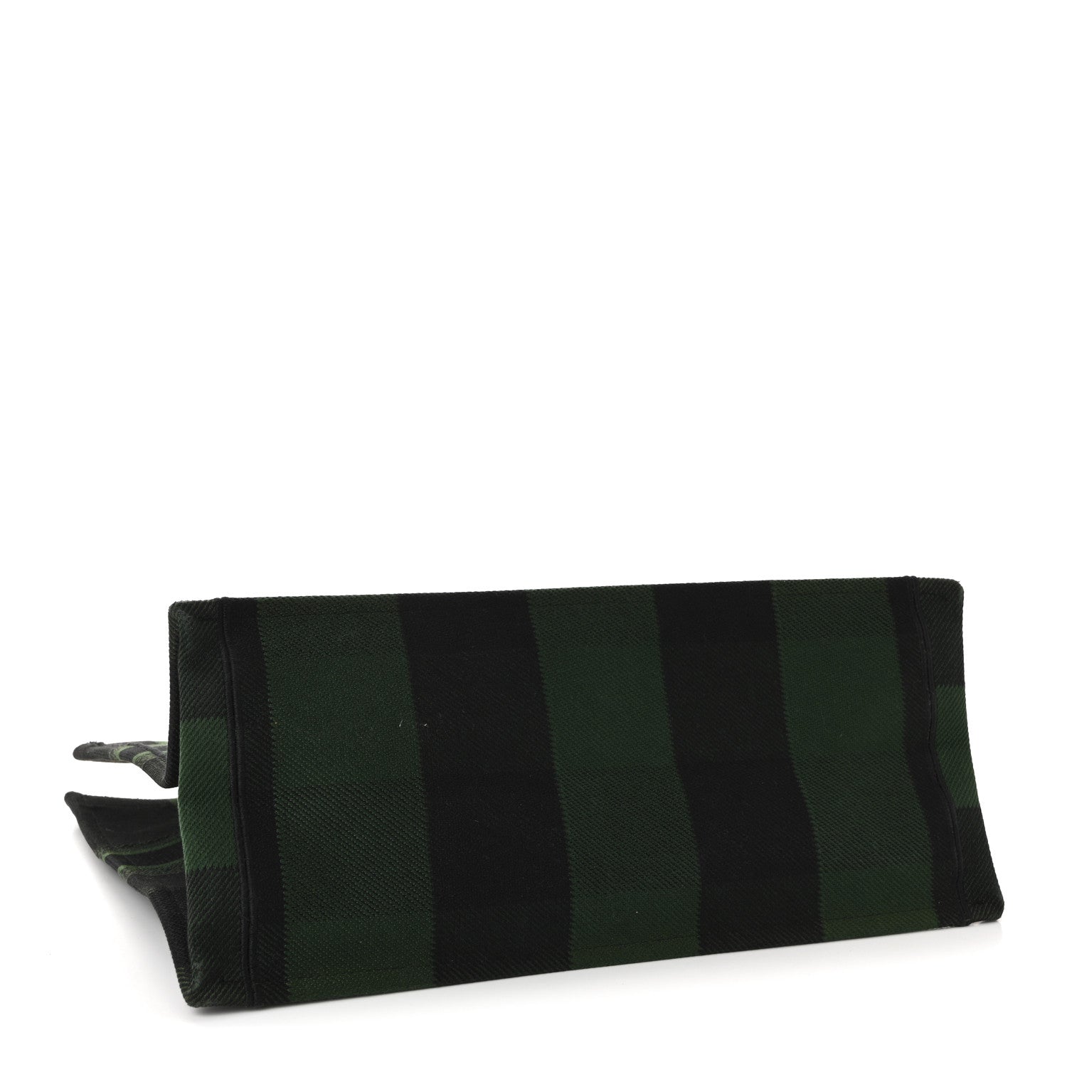 Dior Canvas Embroidered Checkered Book Tote Black Green