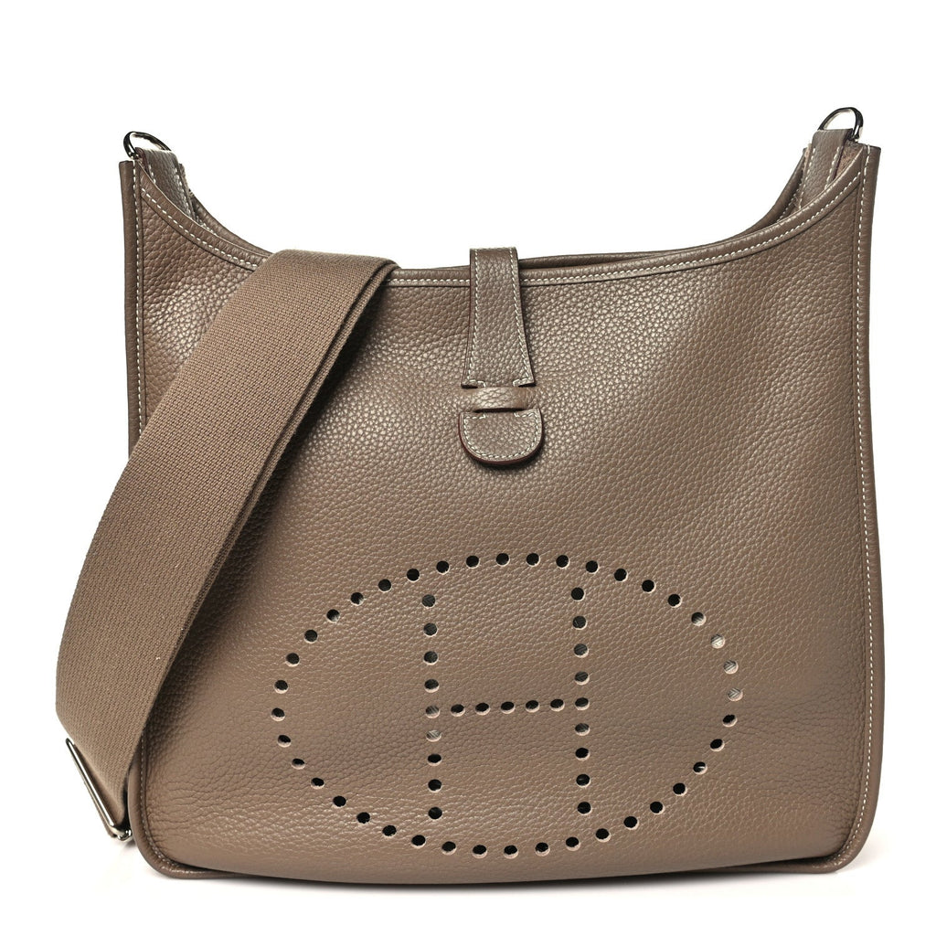 Hermès Taurillon Clemence Evelyne III GM Etoupe