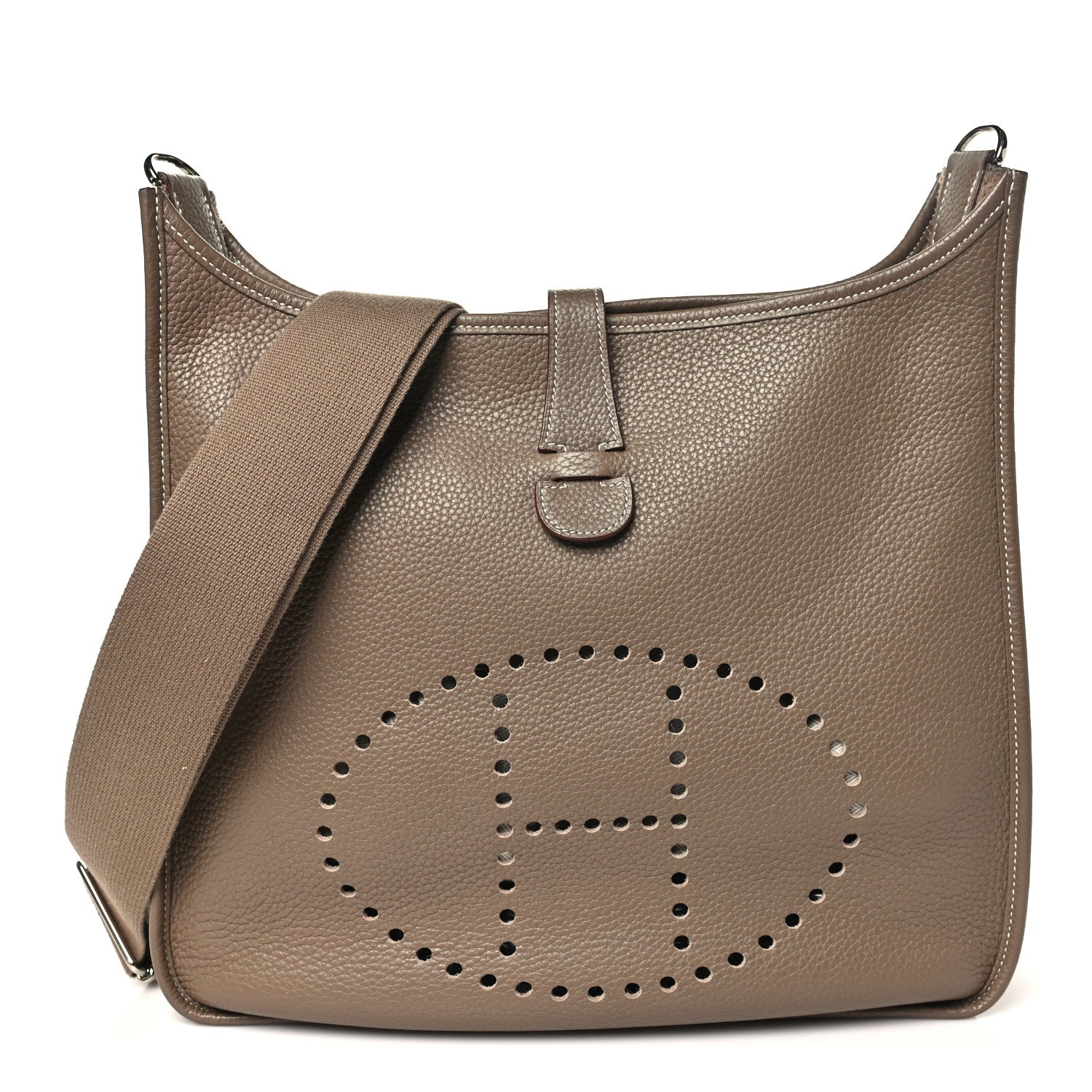 Hermès Taurillon Clemence Evelyne III GM Etoupe