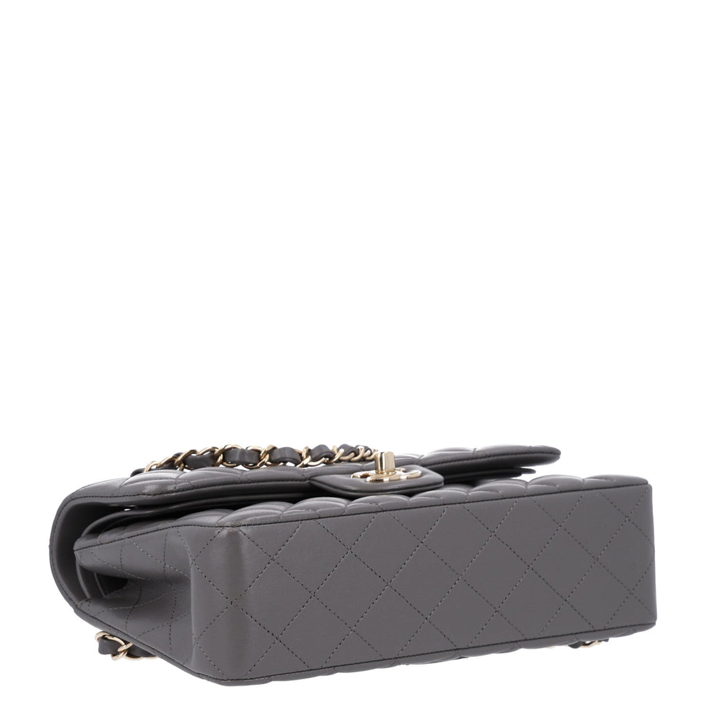 Chanel Lambskin Quilted Small Double Flap Grey