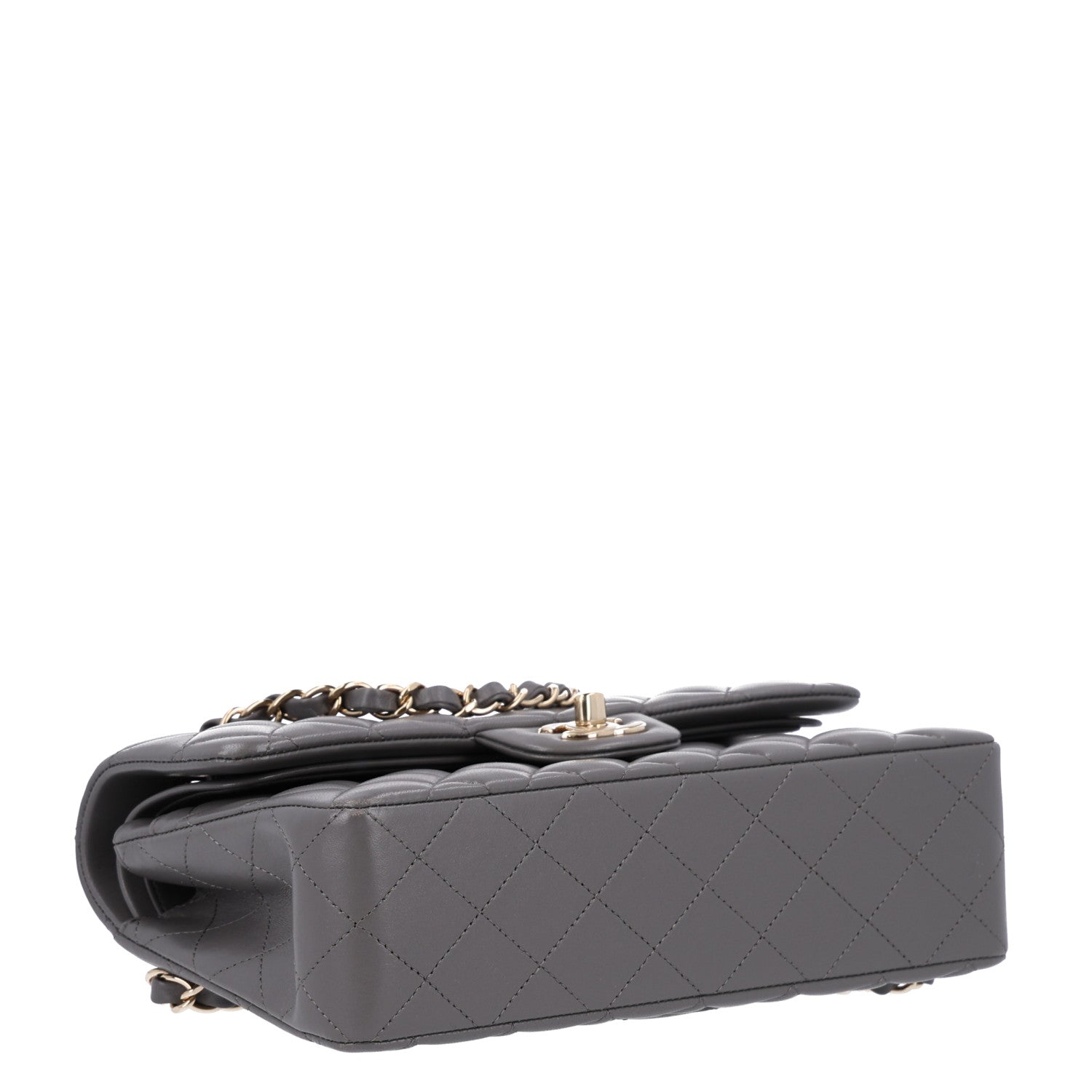 Chanel Lambskin Quilted Small Double Flap Grey
